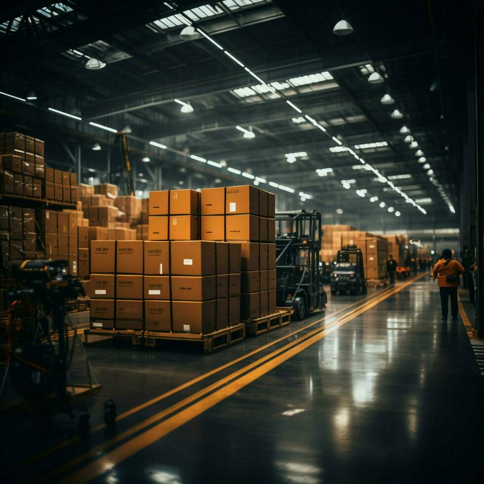 Shipment nexus Immense warehouse supports global trade with storage and distribution For Social Media Post Size AI Generated photo