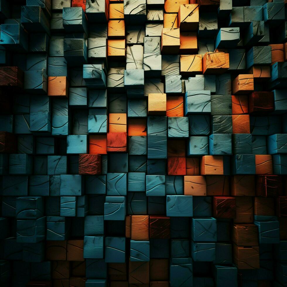 Shadow kissed bricks weave tales of time, forming a captivating dark wall For Social Media Post Size AI Generated photo