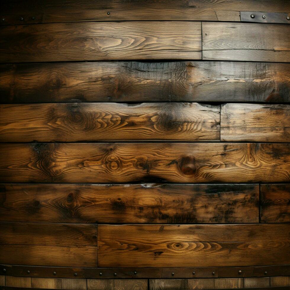 textura de un de madera barril arriba cerca, un terroso y táctil antecedentes para social medios de comunicación enviar Talla ai generado foto