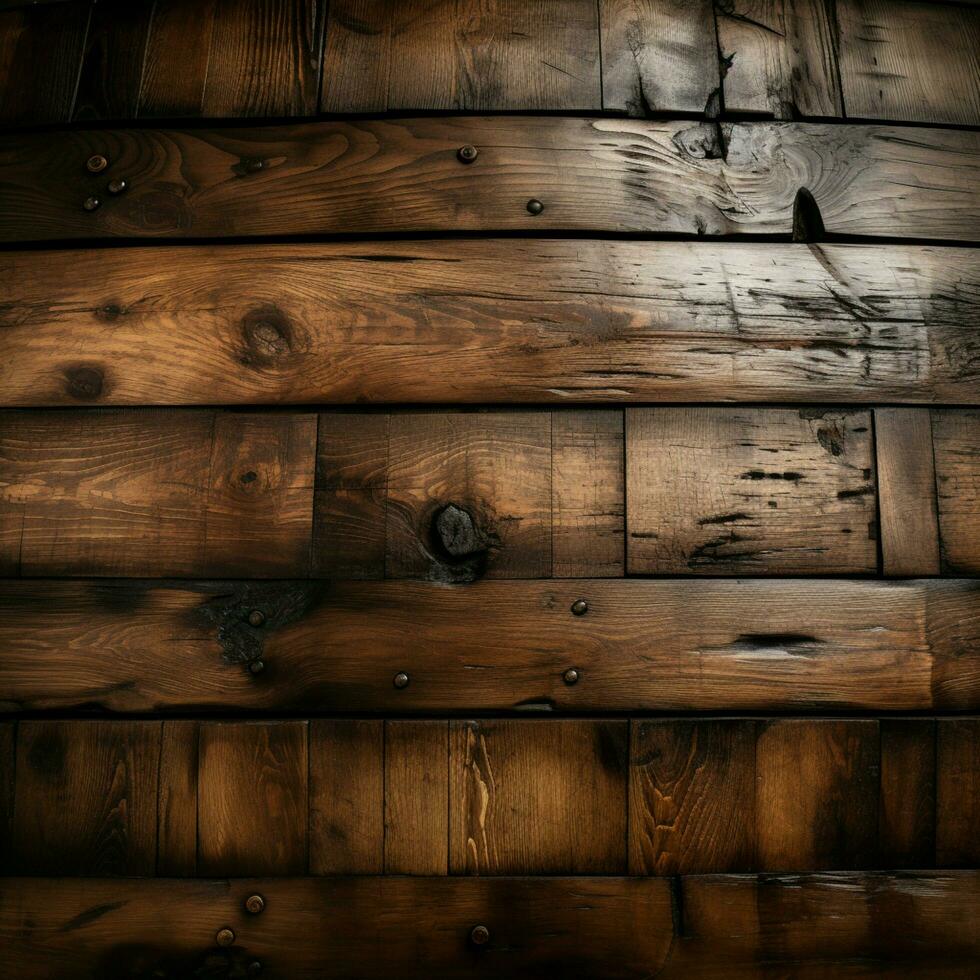 Texture of a wooden barrel up close, an earthy and tactile background For Social Media Post Size AI Generated photo