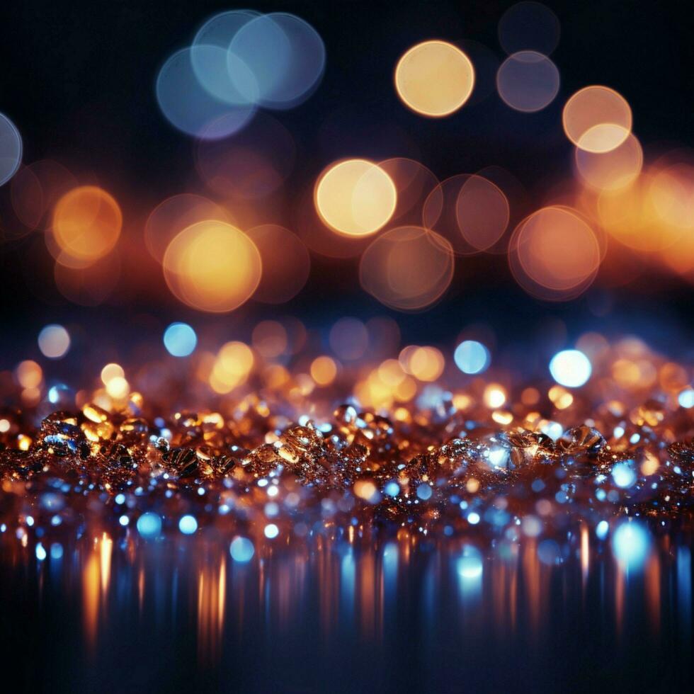 Bokeh magic abstract backdrop adorned with shimmering lights, an enchanting visual symphony For Social Media Post Size AI Generated photo