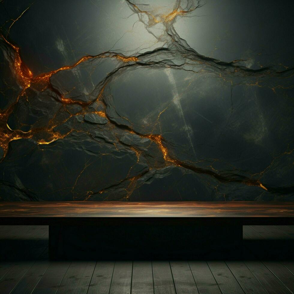 Abandoned surface, dark marble, ebony countertop, on dim wall backdrop For Social Media Post Size AI Generated photo