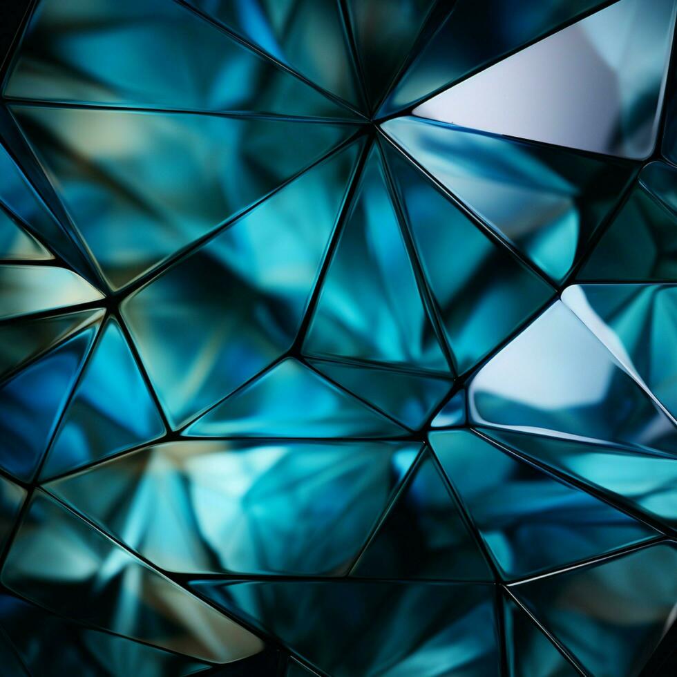 resumen triangulos armonizar azul, verde, blanco, y animado cian, un visual espectáculo para social medios de comunicación enviar Talla ai generado foto