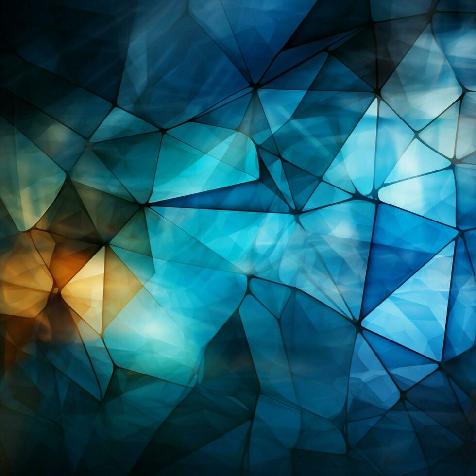 Abstract triangles harmonize blue, green, white, and lively cyan, a visual spectacle For Social Media Post Size AI Generated photo