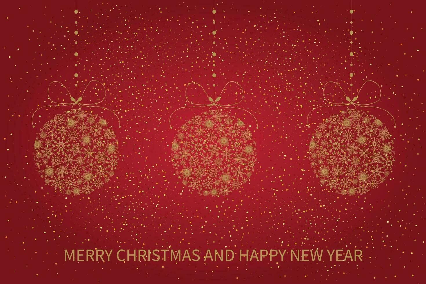 Festive Christmas card with Christmas balls made of snowflakes. Merry Christmas and Happy New Year greeting card. Vector illustration