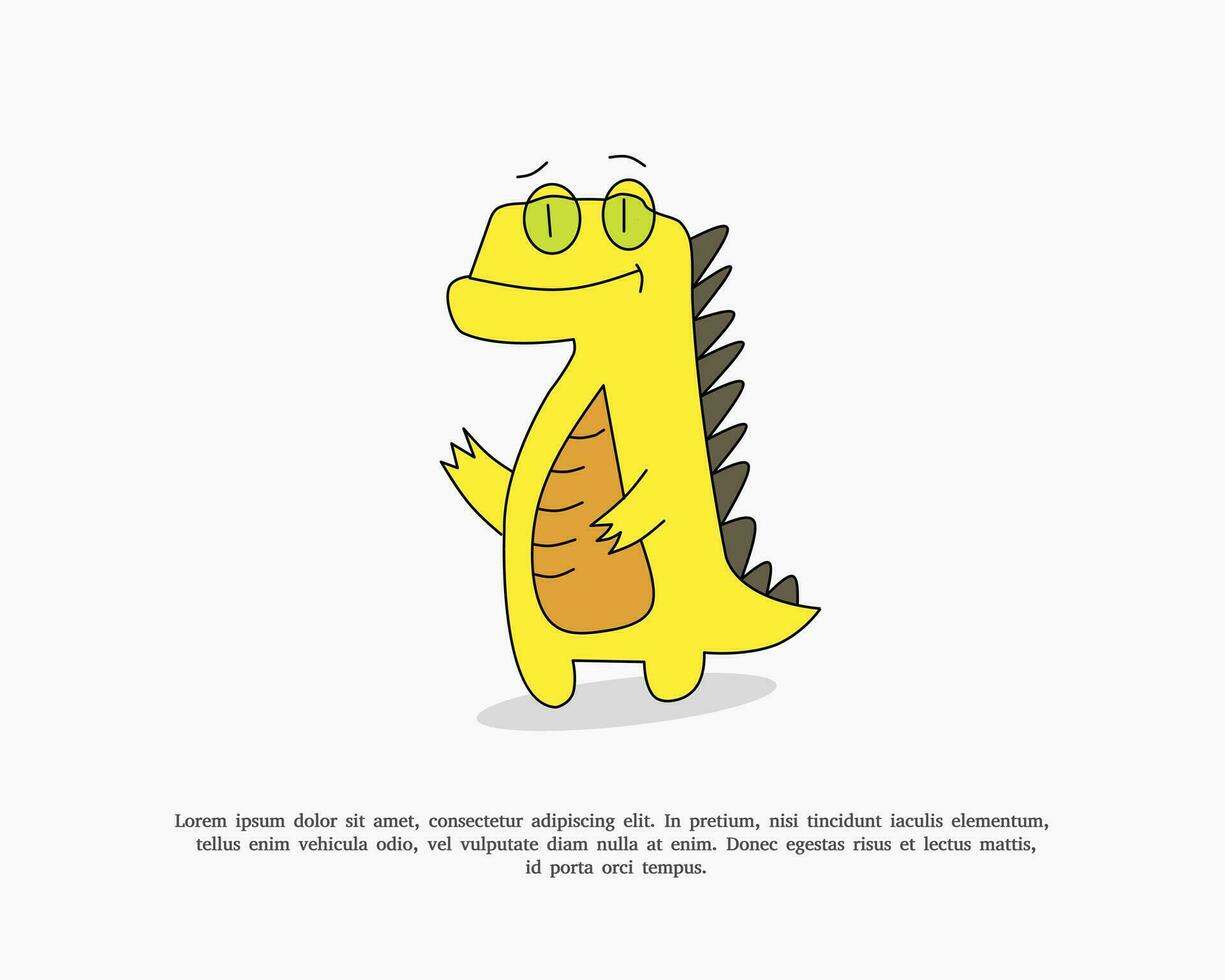 amarillo dino ilustración, lindo, plano diseño para niños. vector