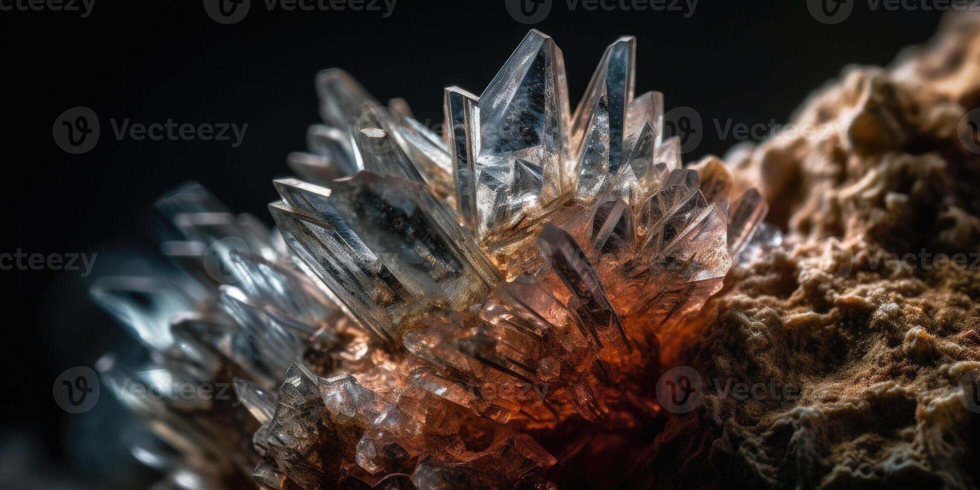 Closeup photo of crystal mineral stone, macro.