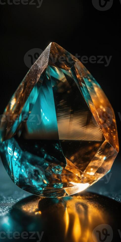 Photo of topaz mineral stone close up, macro.