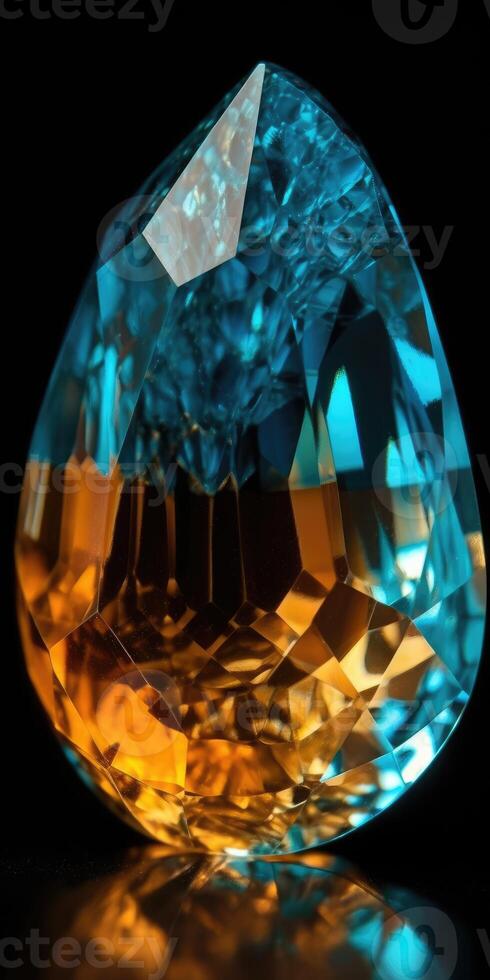 Photo of topaz mineral stone close up, macro.