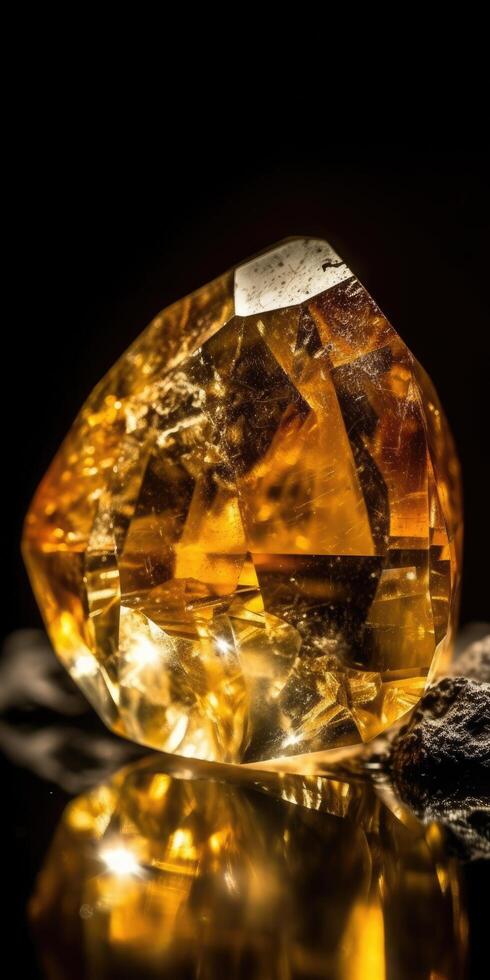 Photo of the mineral stone citrine close-up, macro.