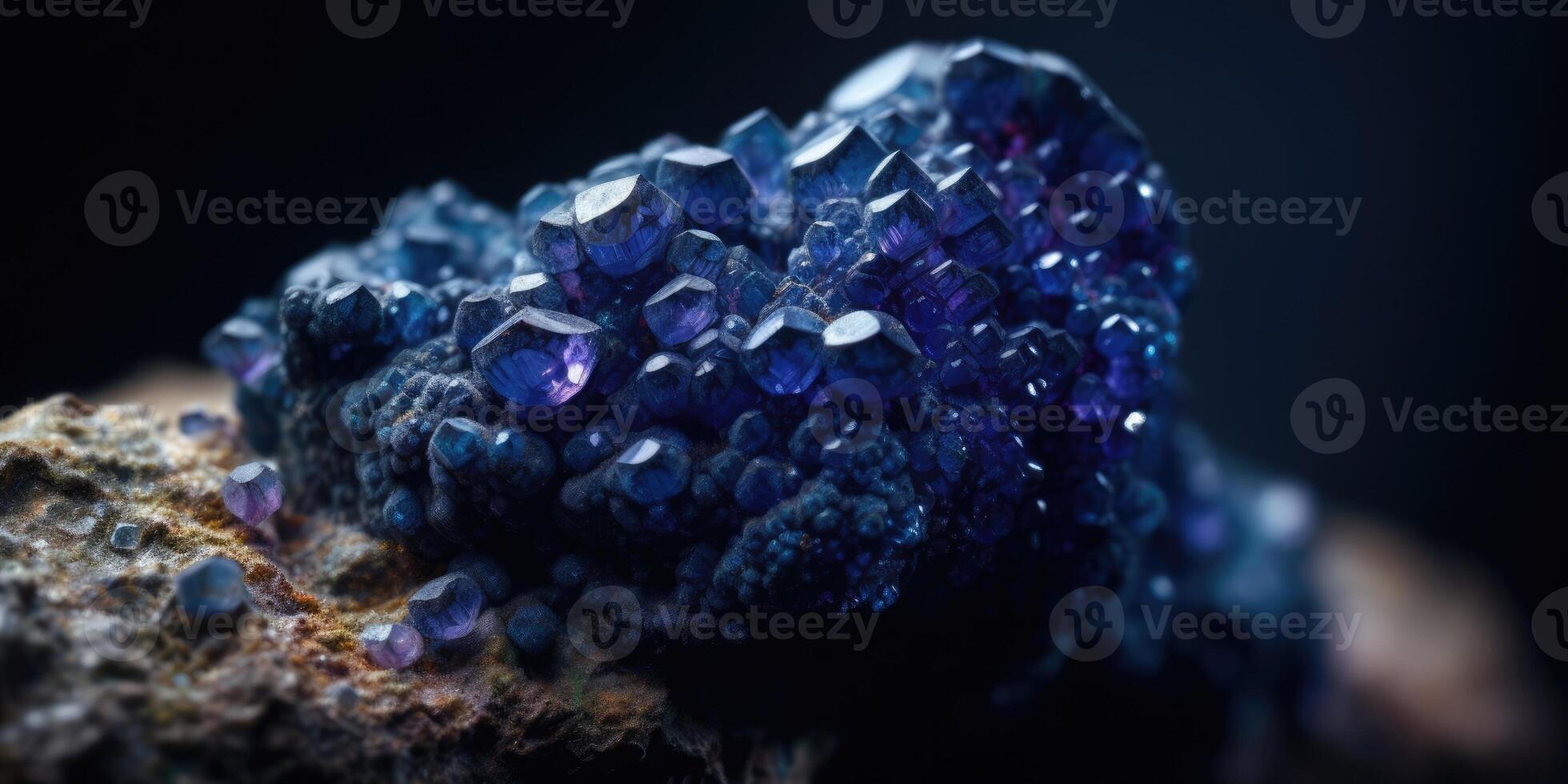 Mineral stone corundum blue close-up. Generative AI photo