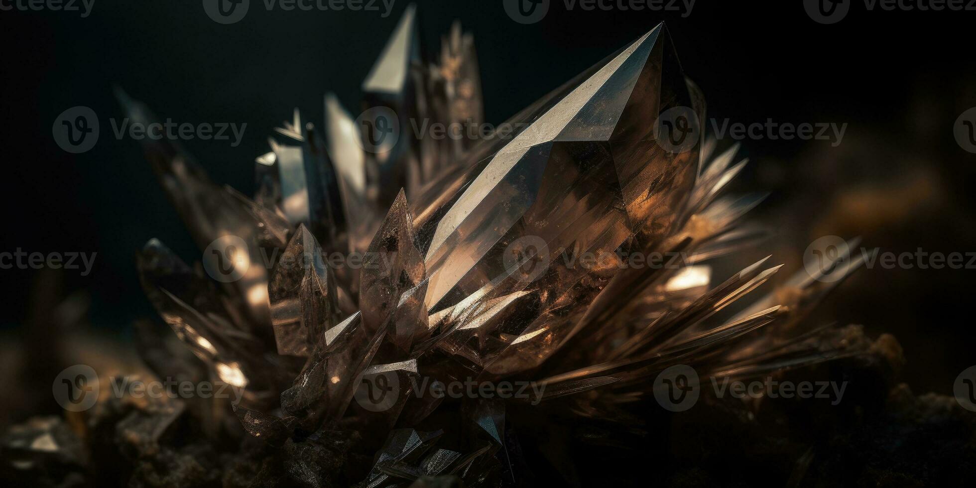 Closeup photo of mineral smoky quartz, macro. Generative AI