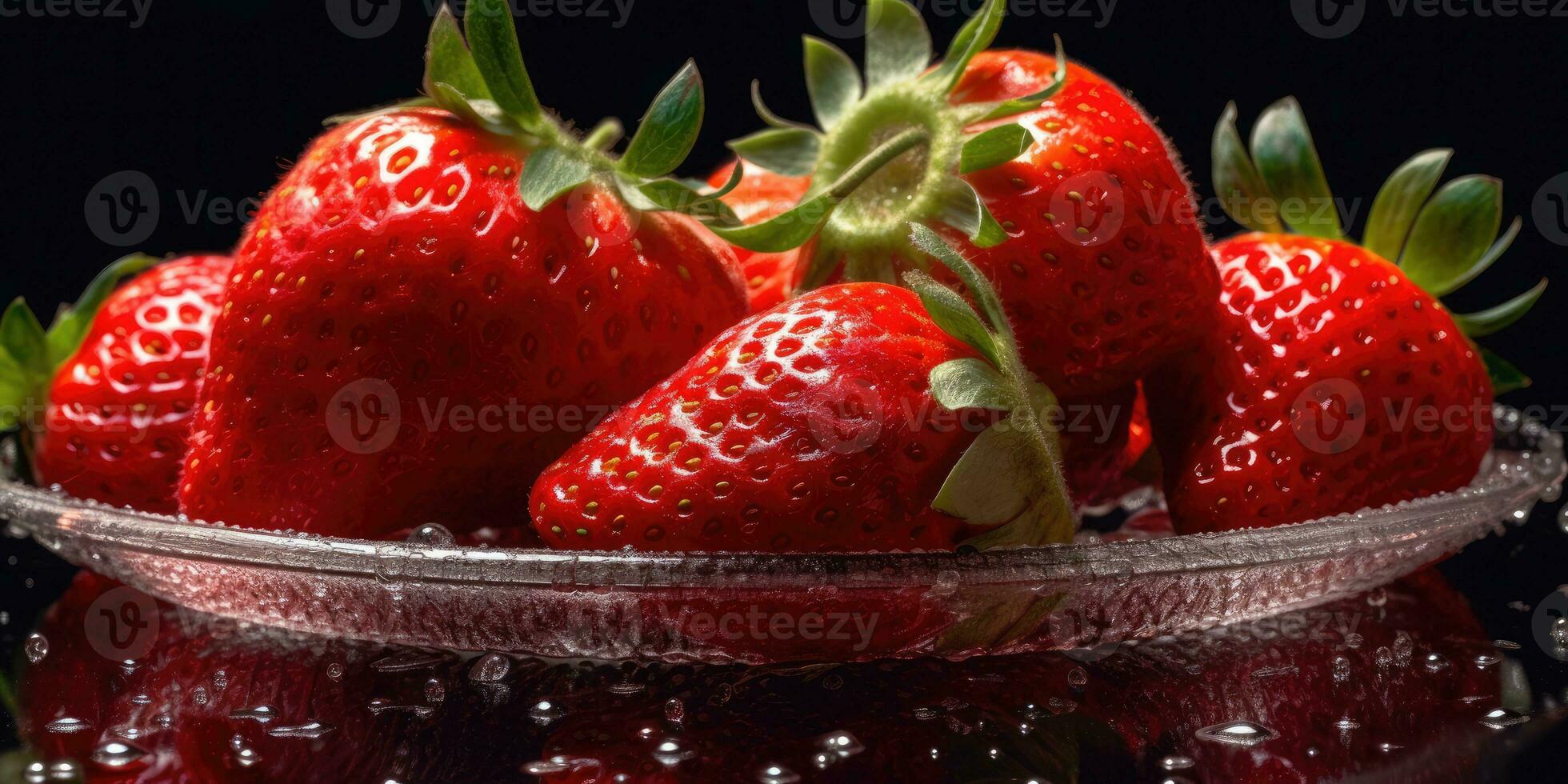 Strawberries close up. Generative AI photo