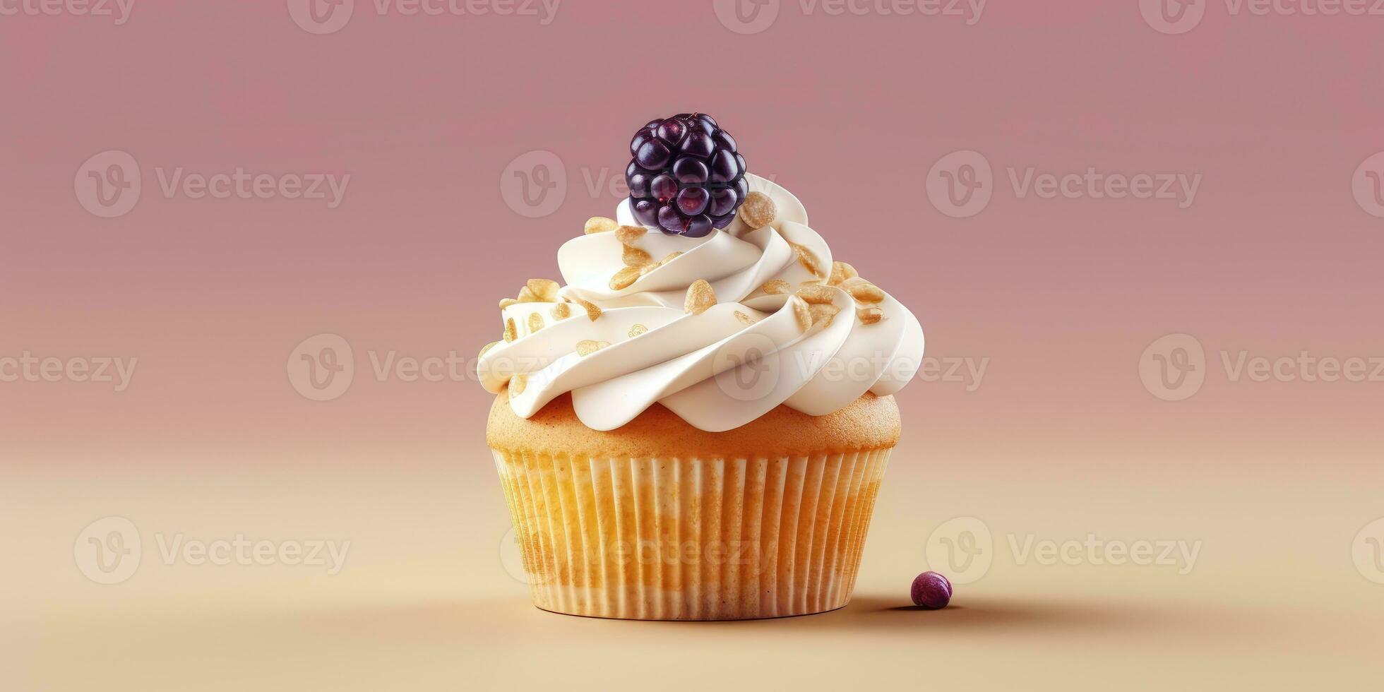 Delicious cupcakes. Appetizing cupcakes on a pastel background. Generative AI photo