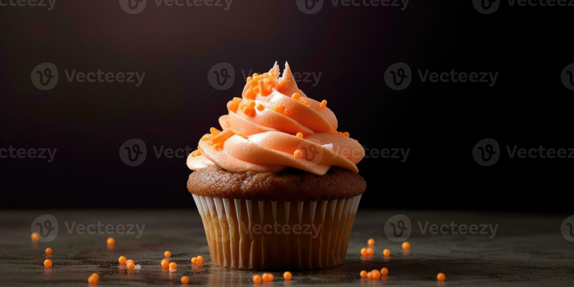 Delicious cupcakes. Appetizing cupcakes on a pastel background. Generative AI photo