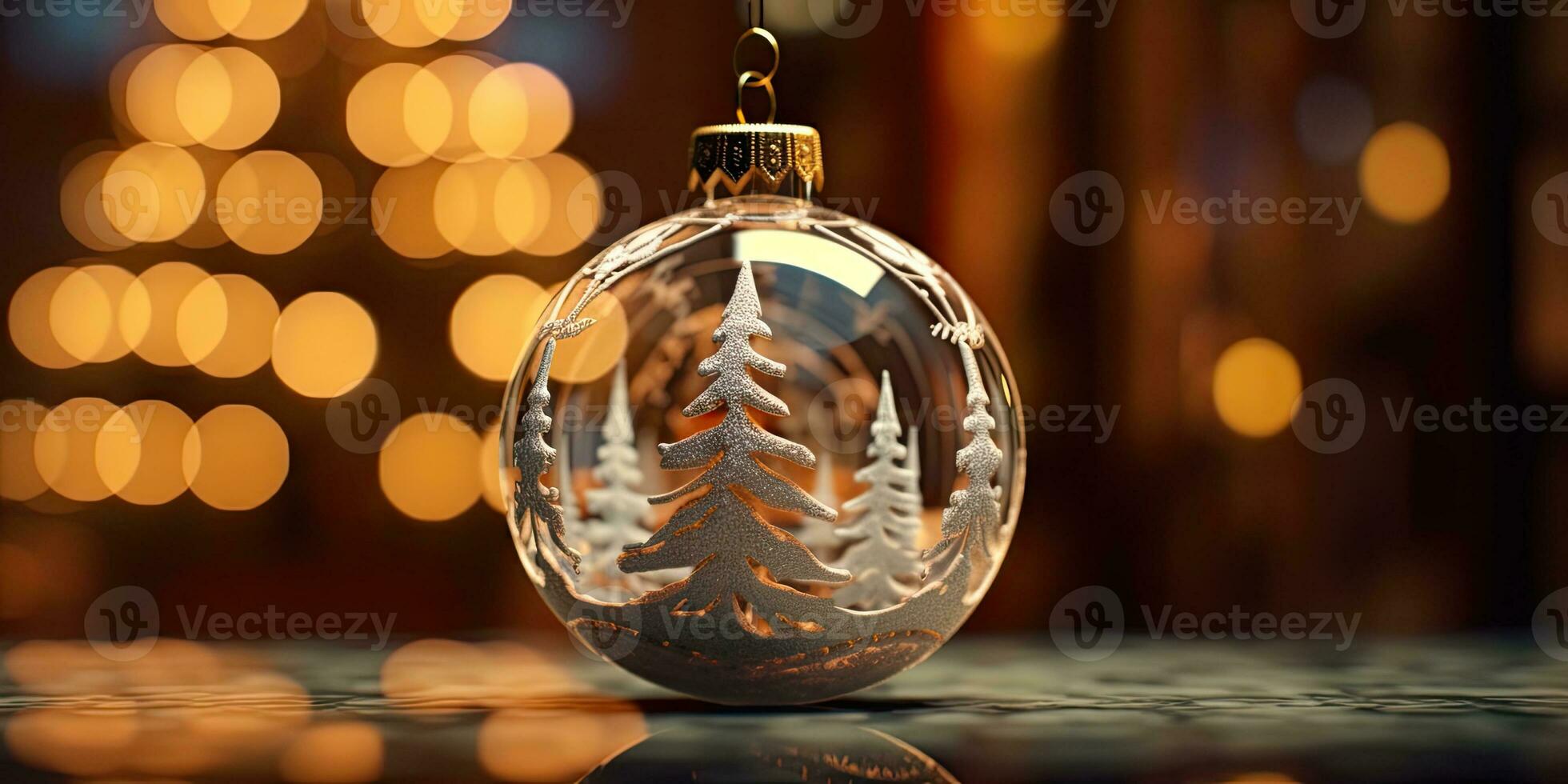 Gorgeous Christmas decorations on the Christmas tree. Christmas theme. Generative AI photo