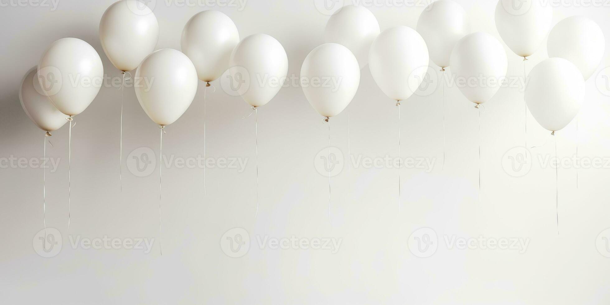 White balloons on a white background, with space for text. The banner is white. Generative AI photo