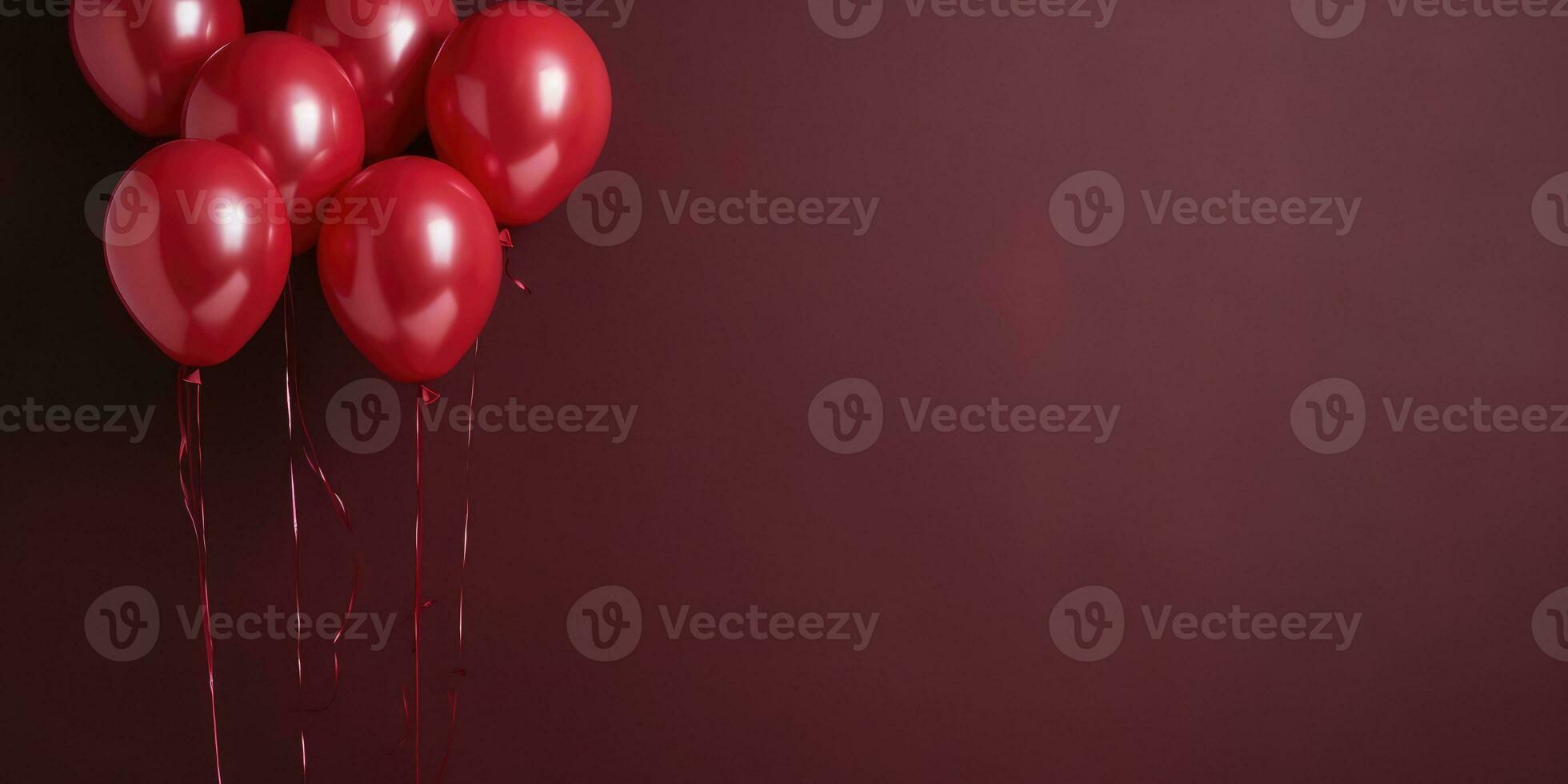 Red balloons on a red background, with space for text. The banner is red. Generative AI photo