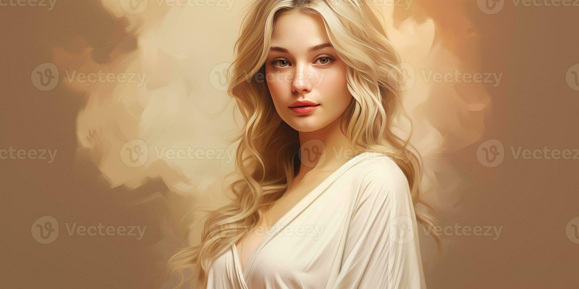 young european pregnant woman on a light background. Generative AI photo