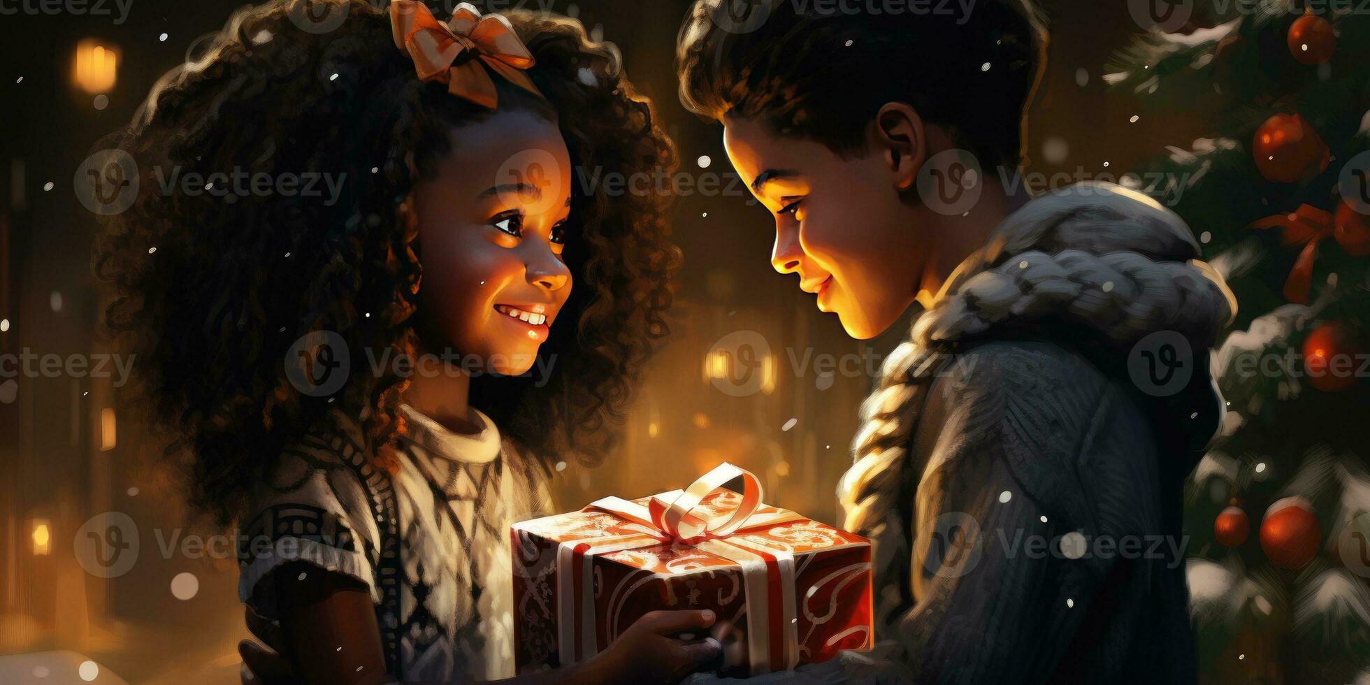Children Give Gifts For The New Year Holiday Generative AI 30324450 children-give-gifts-for-the-new-year-holiday-generative-ai-30324450