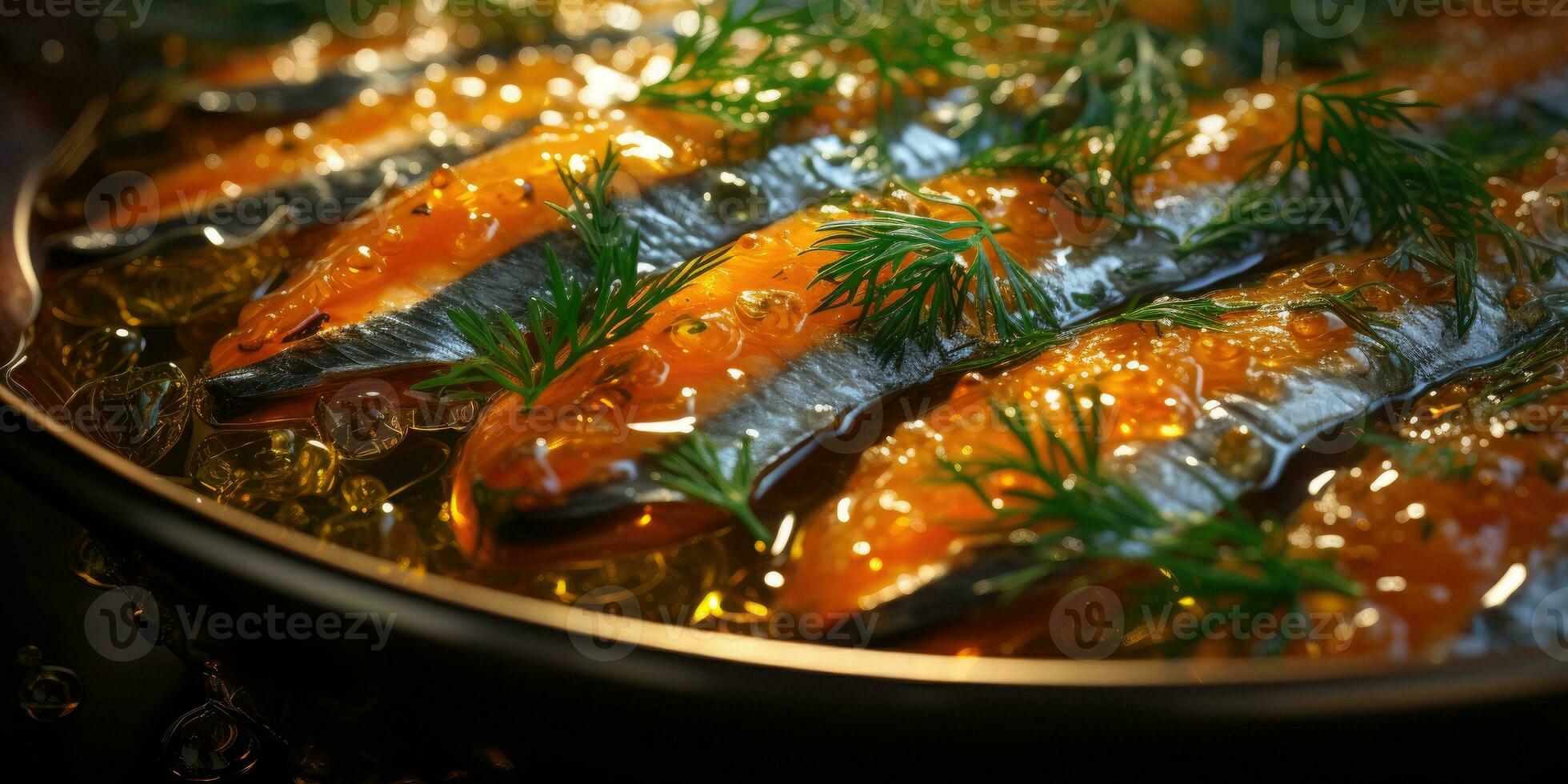 National dish of the Netherlands, herring. Dish close-up. Fish. Generative AI photo