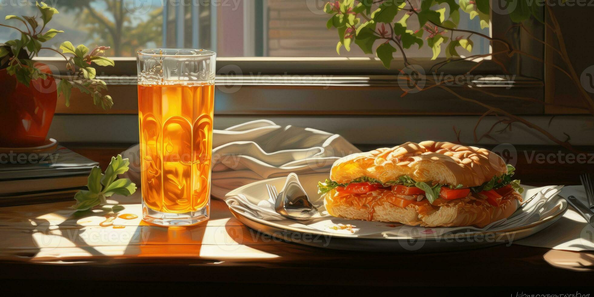 Closeup sandwich, fast food. Generative AI photo