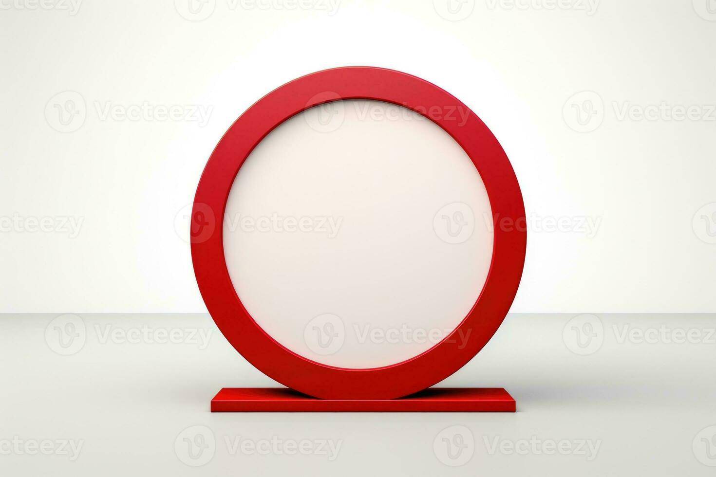 a red round object on a white table photo