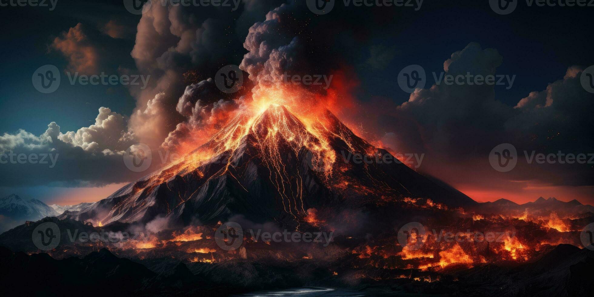 natural disaster Volcanic eruption. Generative AI photo