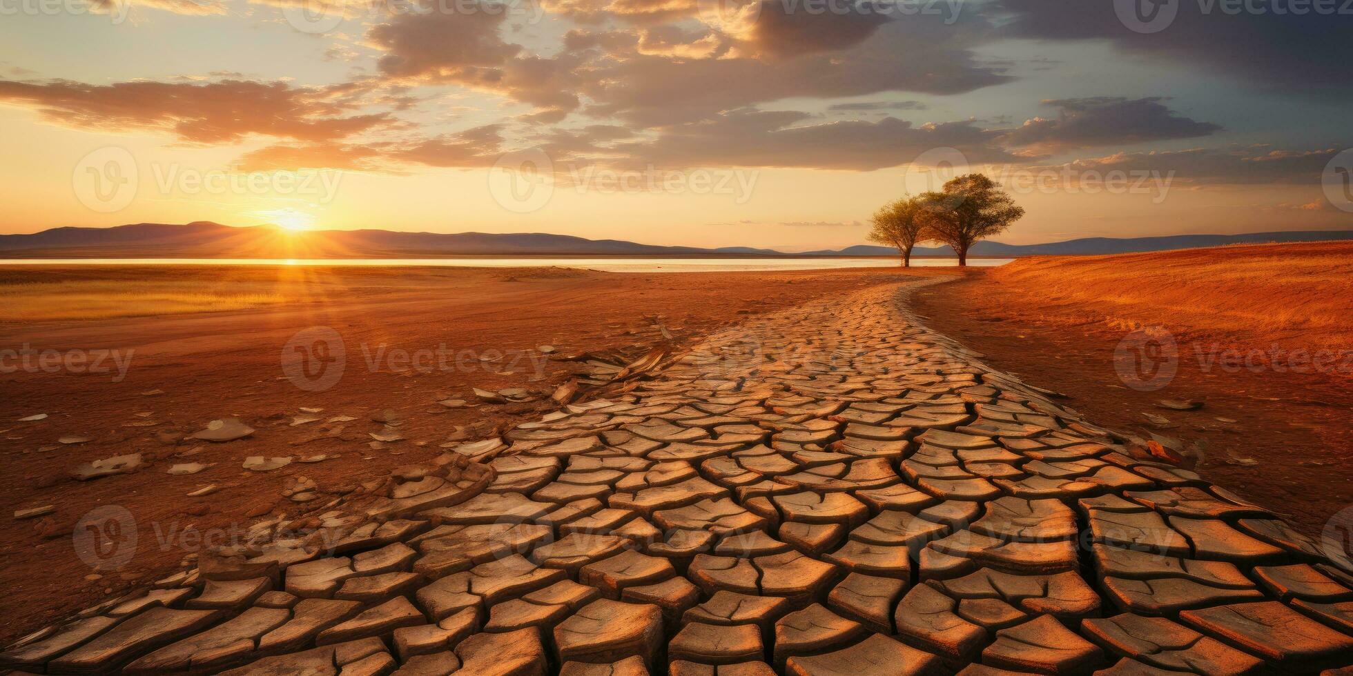 sequía, agua y ecología problema. agua escasez. generativo ai foto