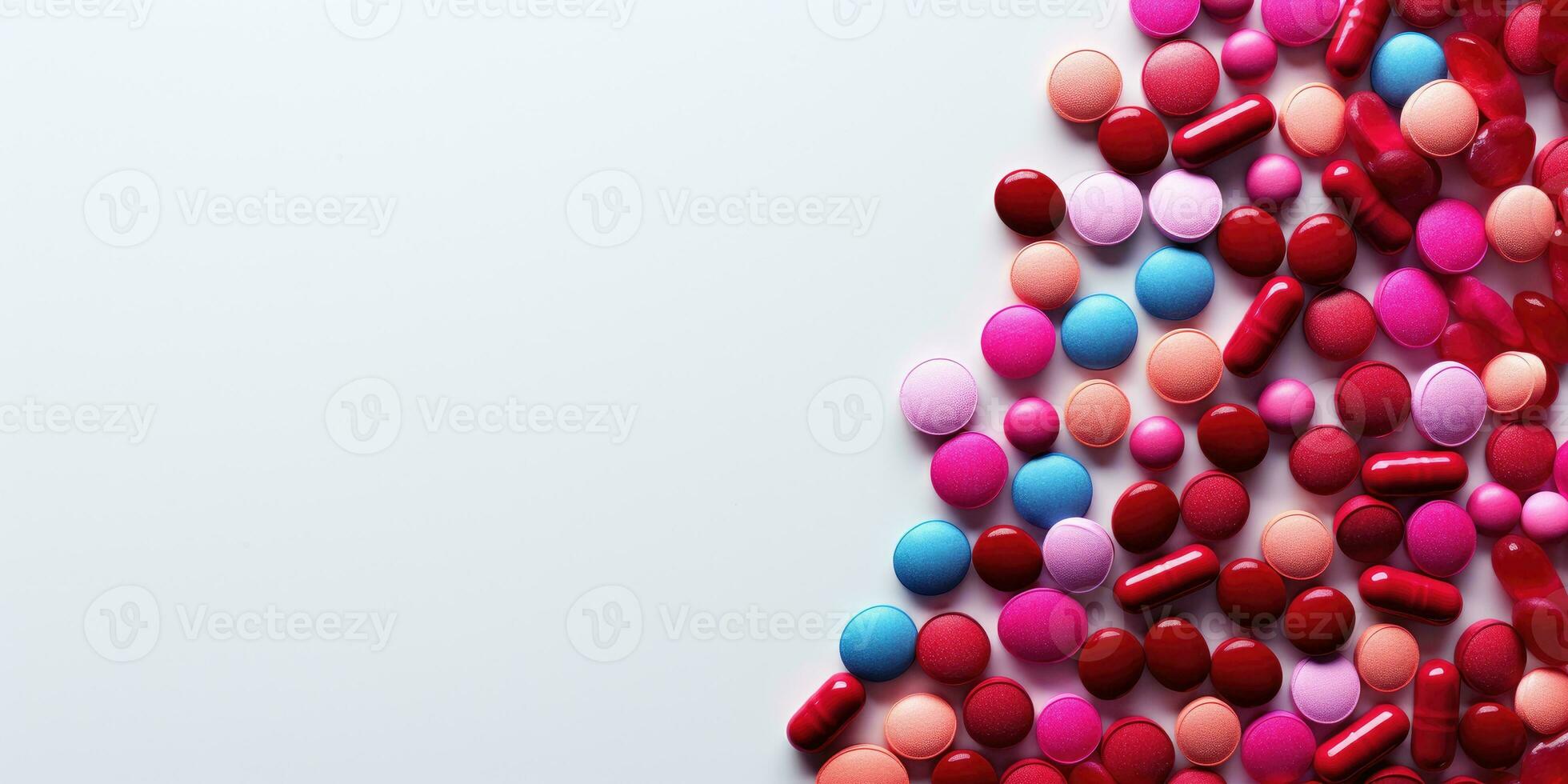 pills on white background, top view, space for text. Generative AI photo