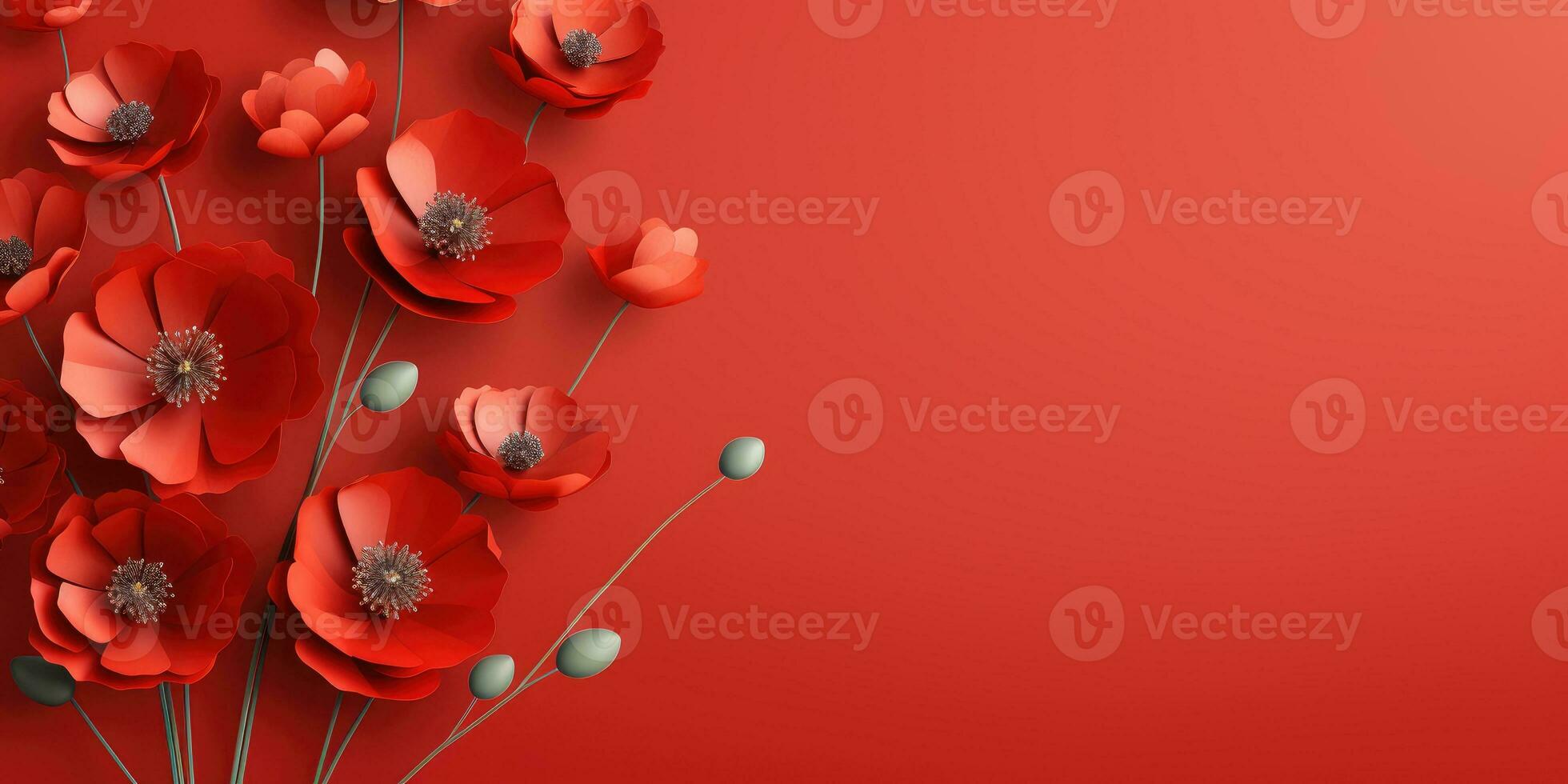 Poppy day. Memory of all the soldiers who died in wars involving Great Britain. Generative AI photo