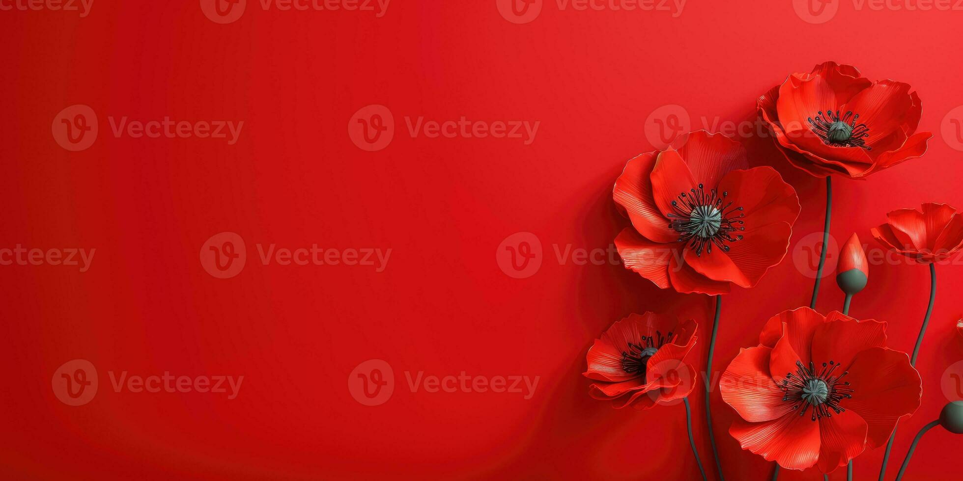 Poppy day. Memory of all the soldiers who died in wars involving Great Britain. Generative AI photo