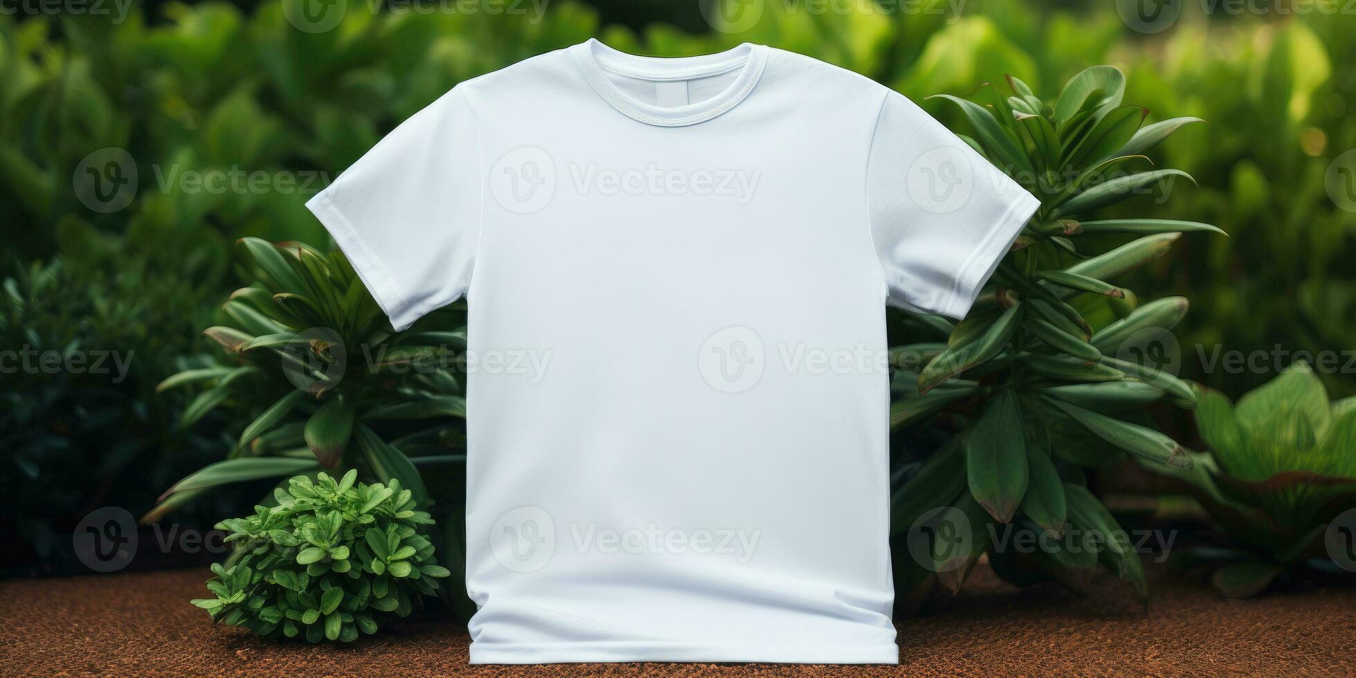 White t-shirt mockup. Place for text. Generative AI photo