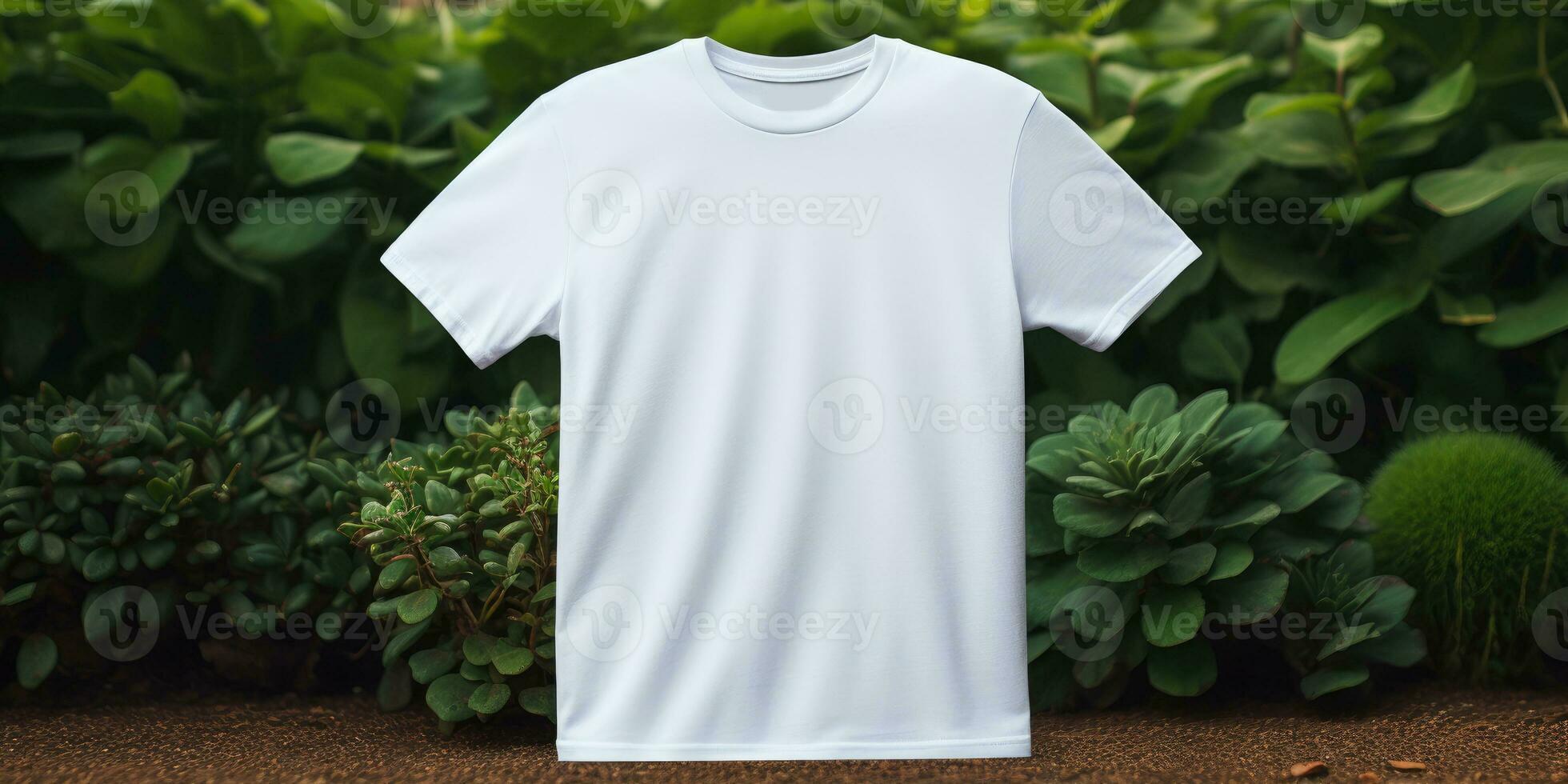 White t-shirt mockup. Place for text. Generative AI photo