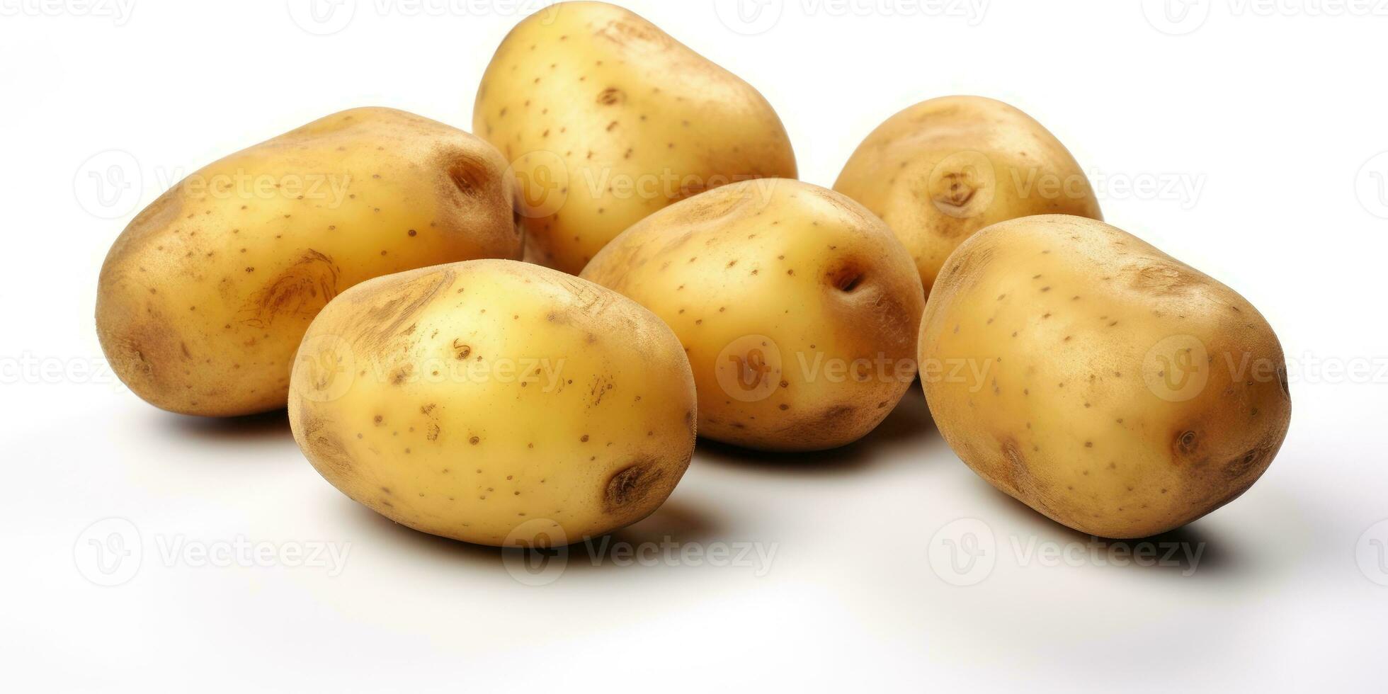 Delicious raw potatoes on a white background. Generative AI photo