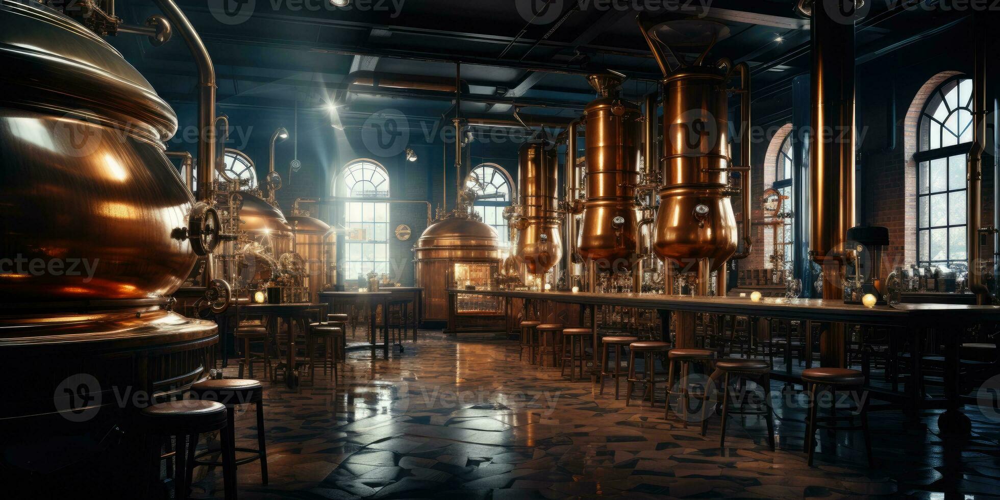 Factory for the production of beer. Generative AI photo