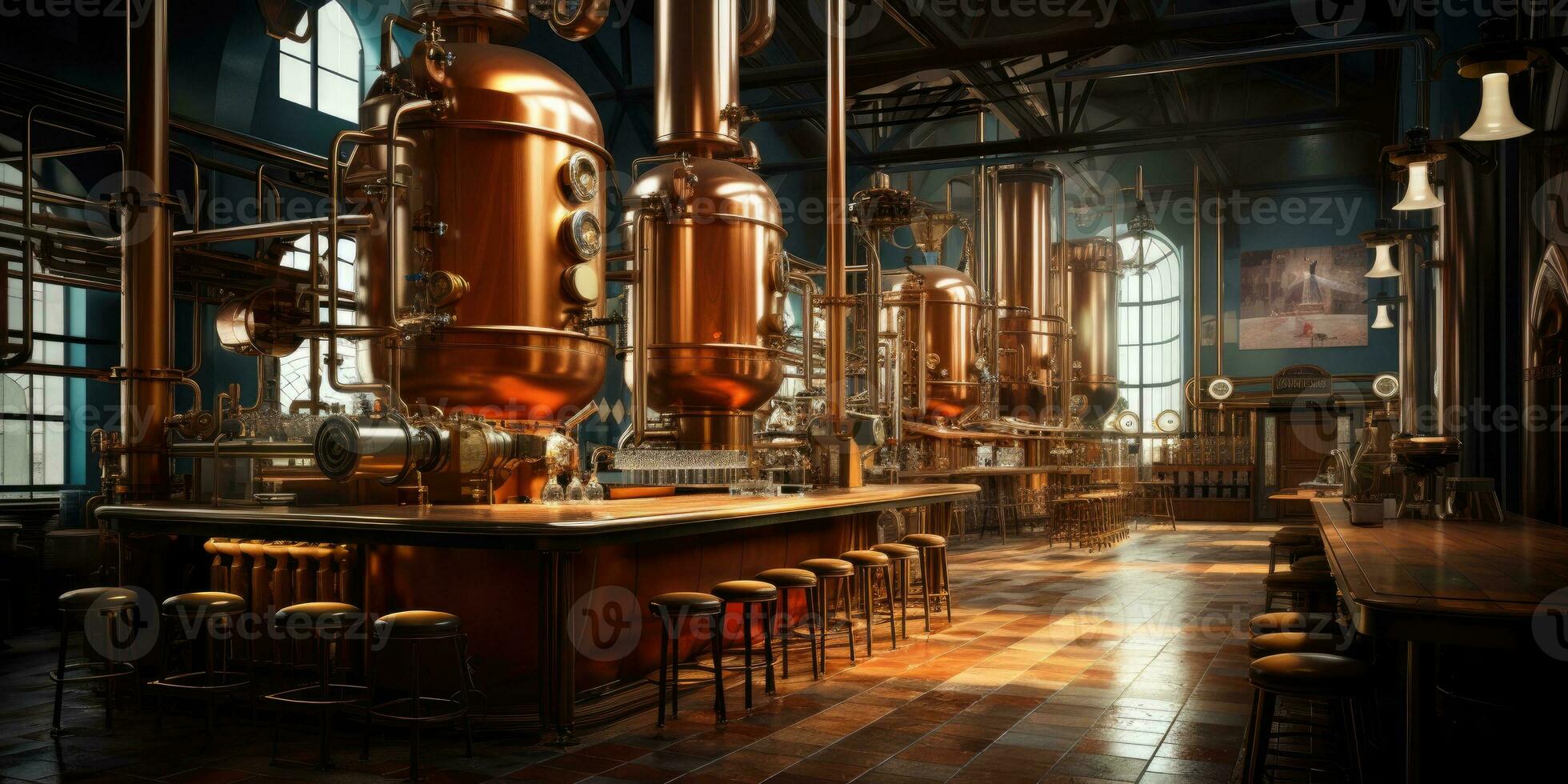 Factory for the production of beer. Generative AI photo