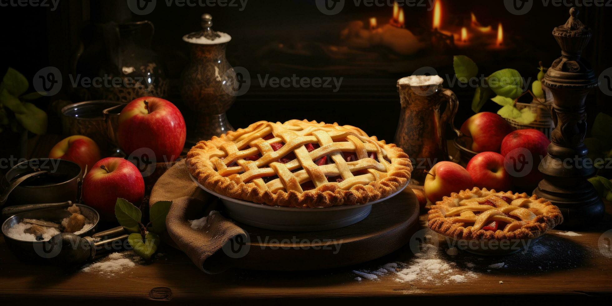 Fruit pie. Appetizing pie close-up. Sweets. Generative AI photo