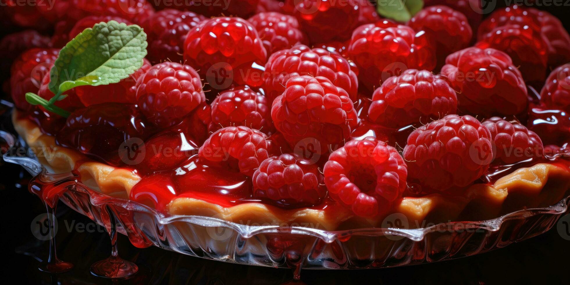 Raspberry pie. Appetizing pie close-up. Fruits. Generative AI photo