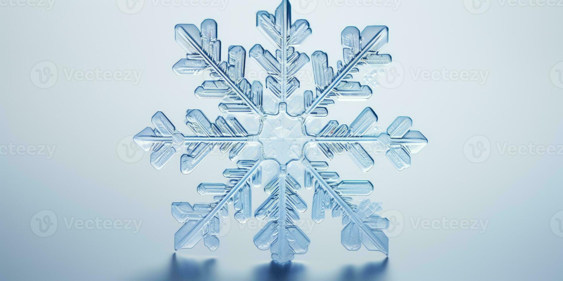 Beautiful macro photo of a snowflake. Winter. Generative AI