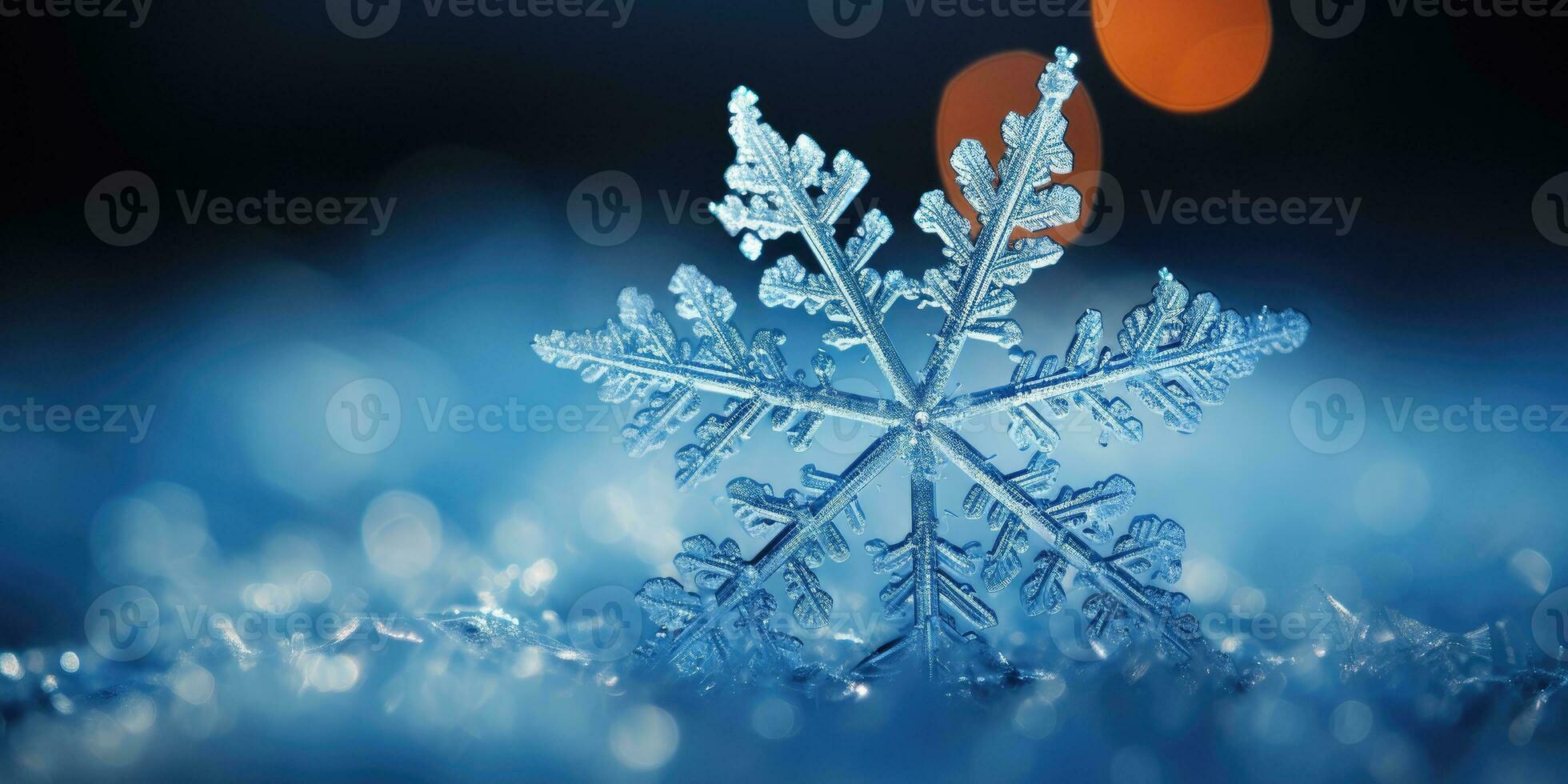 hermosa macro foto de un copo de nieve. invierno. generativo ai