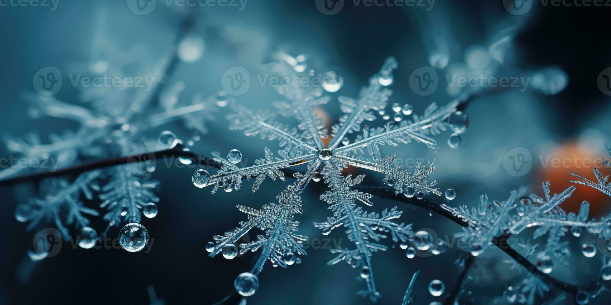 Beautiful macro photo of a snowflake. Winter. Generative AI
