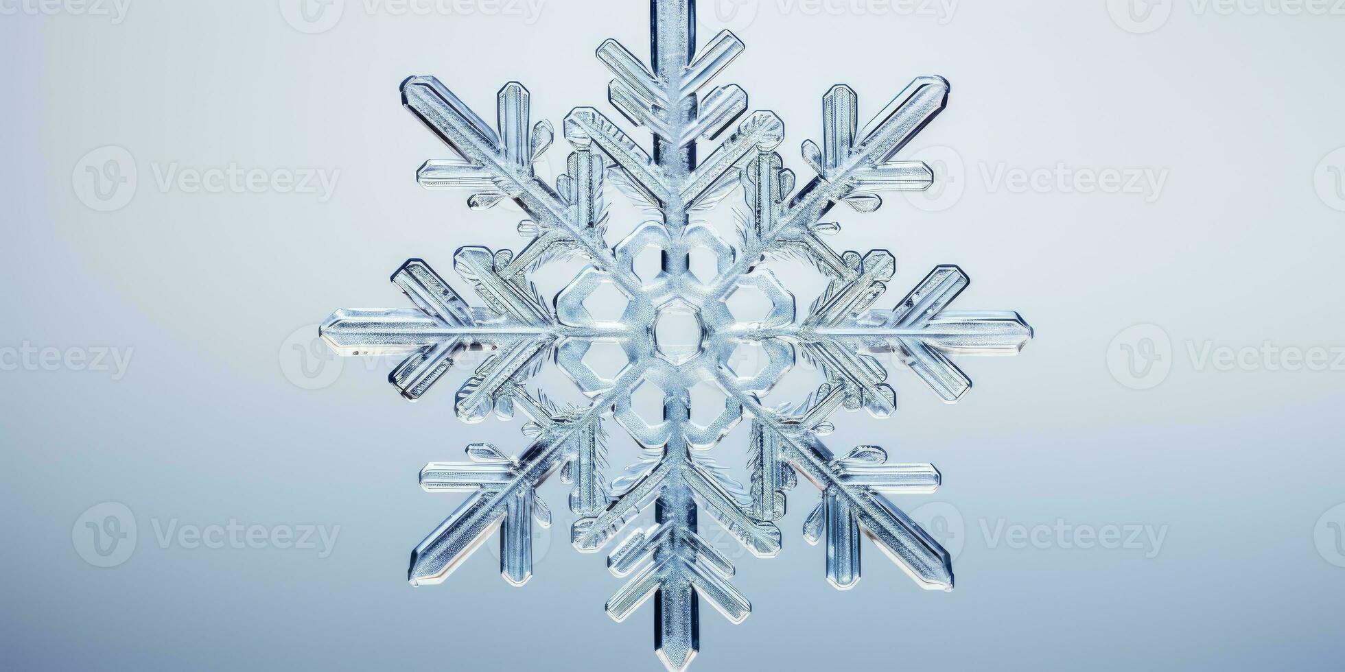 Beautiful macro photo of a snowflake. Winter. Generative AI