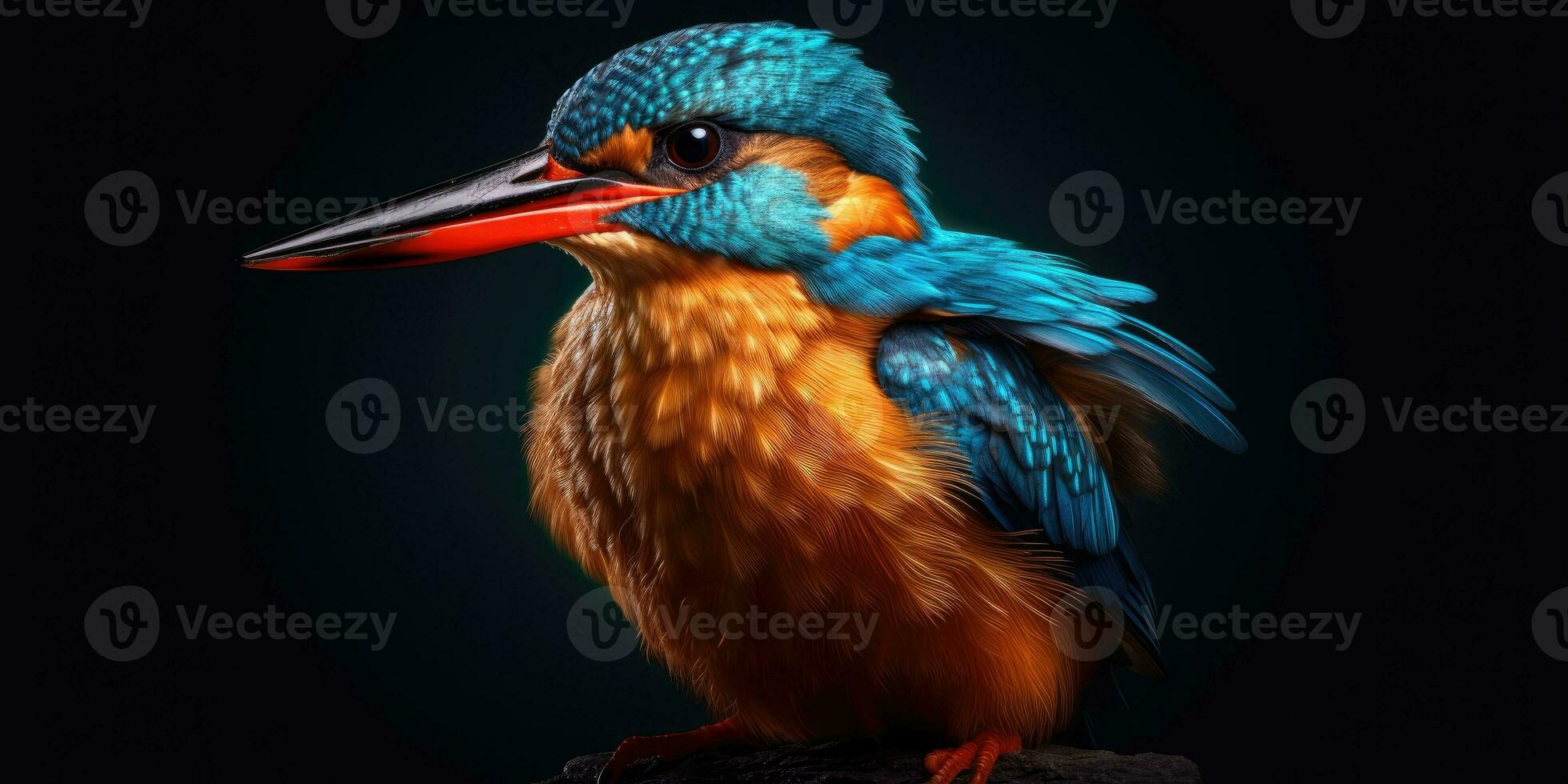 Bright image of a kingfisher in the forest. Ornithology. Generative AI photo