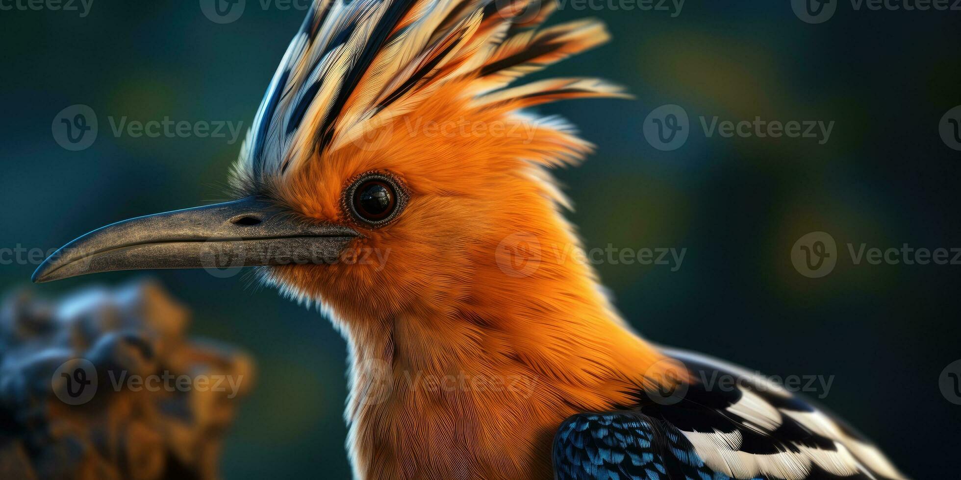 Hoopoe bird on a branch close-up. Generative AI photo