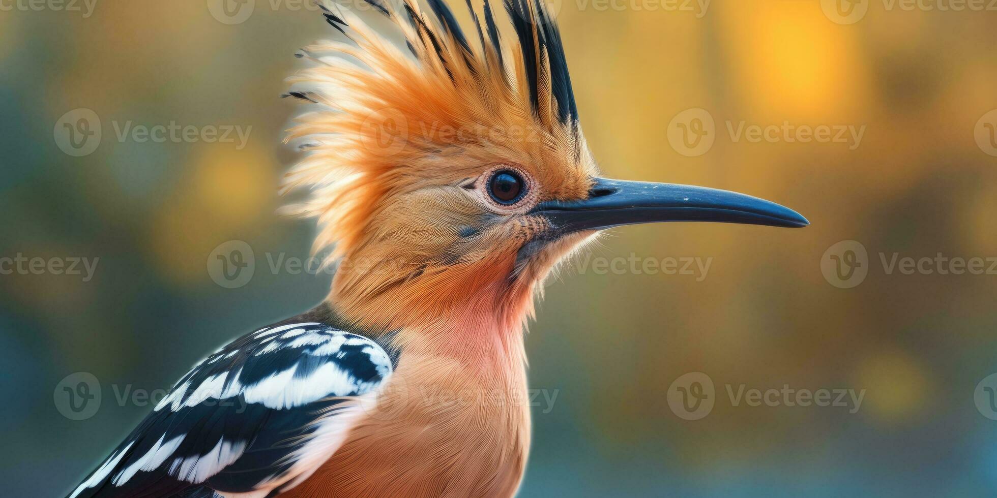 Hoopoe bird on a branch close-up. Generative AI photo