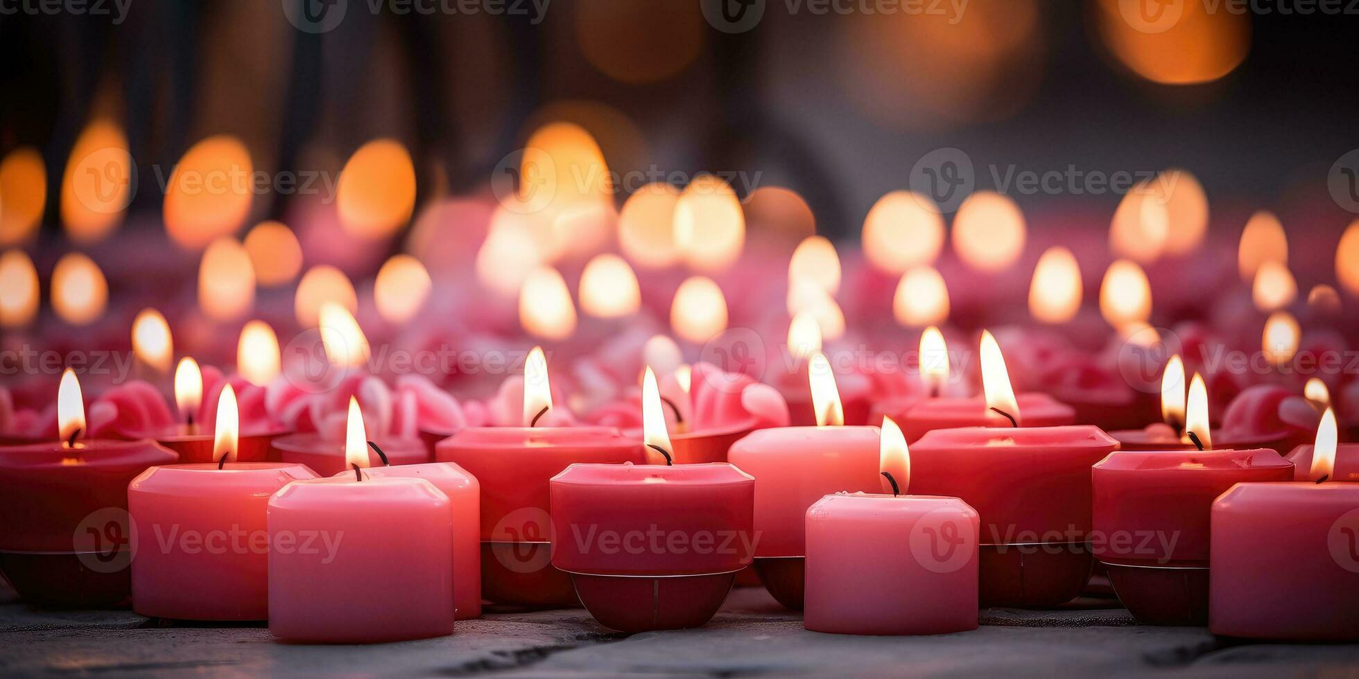 Pink candles, romantic background. Generative AI 30326507 Stock Photo