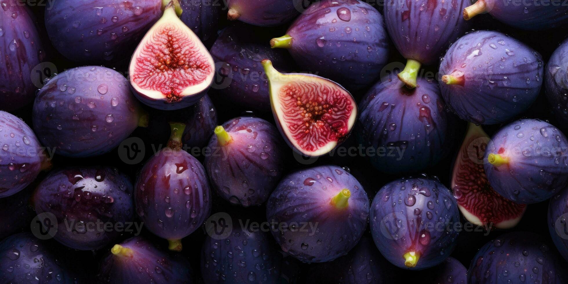 Close-up photo of a ripe juicy fig. Fig fruit. Generative AI