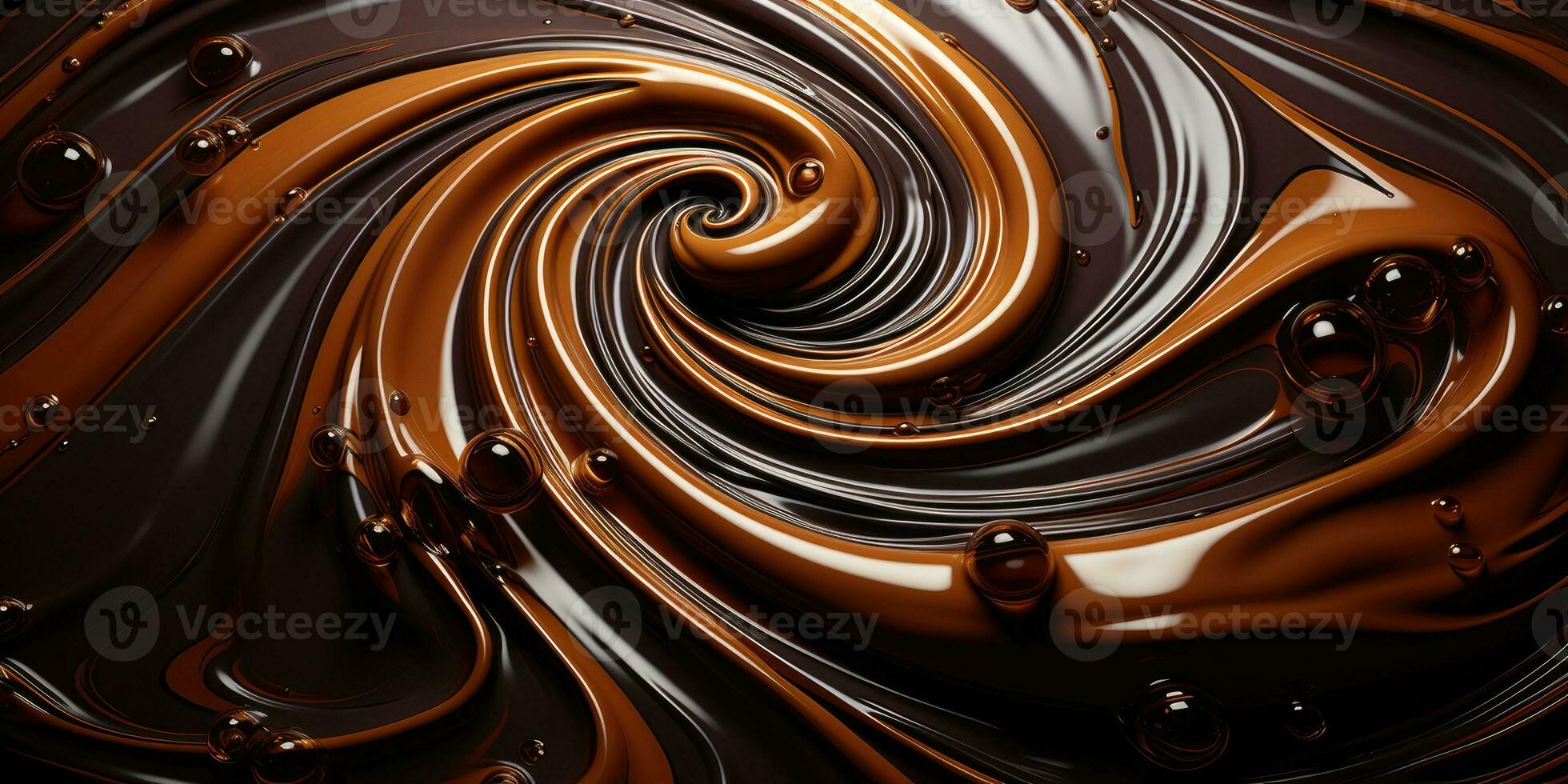 Liquid milk chocolate, top view. Generative AI photo