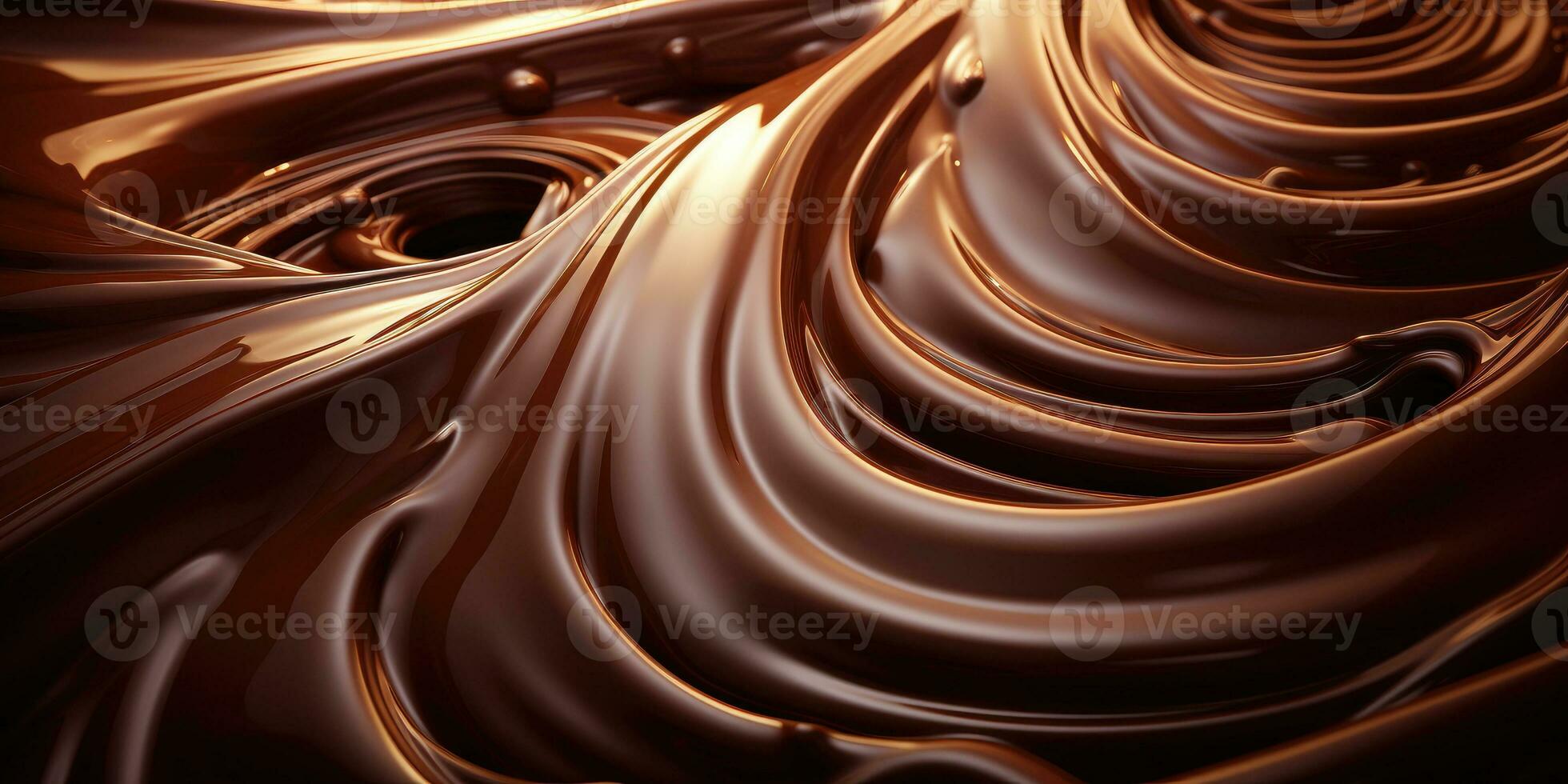 Liquid milk chocolate, top view. Generative AI photo